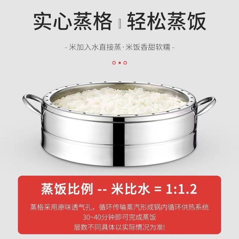 不锈钢电蒸锅家用三层蒸饭锅大容量多功能定时防干烧自动断电蒸笼