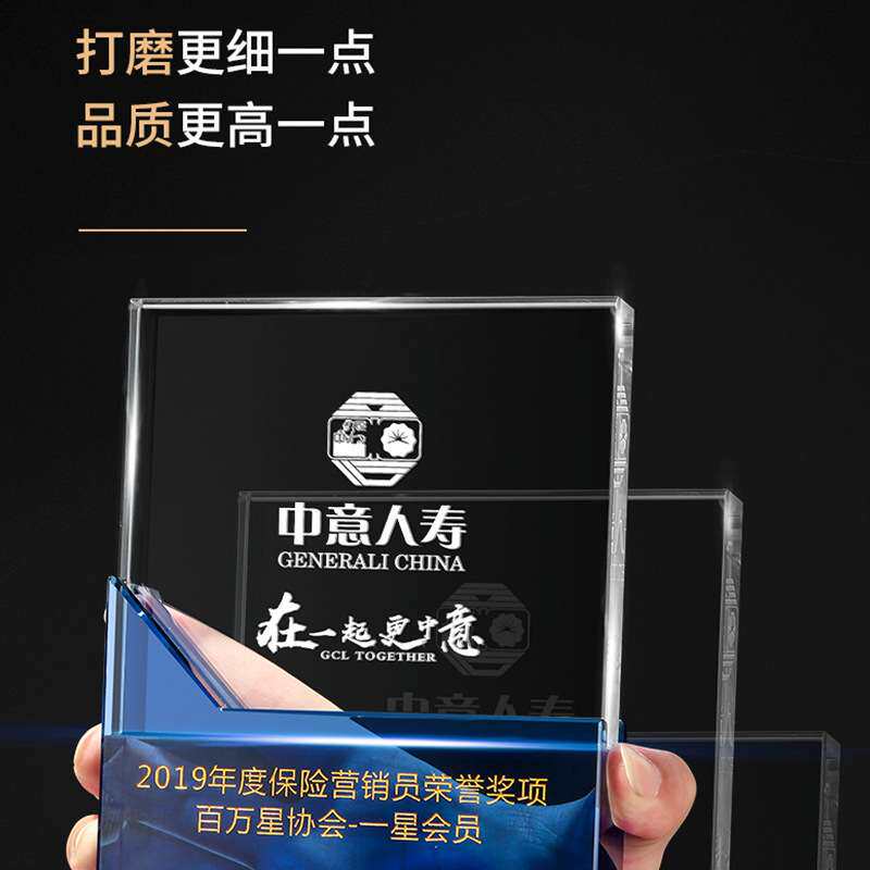 团队人像奖杯制作水晶创意头像精英照片彩印奖牌企业优秀员工纪念