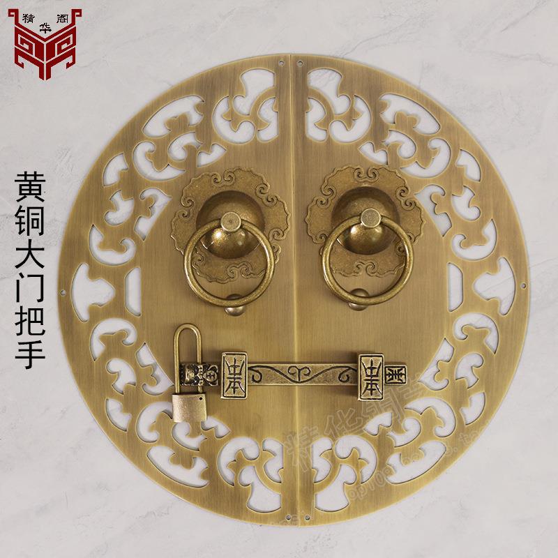 仿古大门插销老式木制门明装门栓古建筑花园中式复古纯铜锁扣门闩