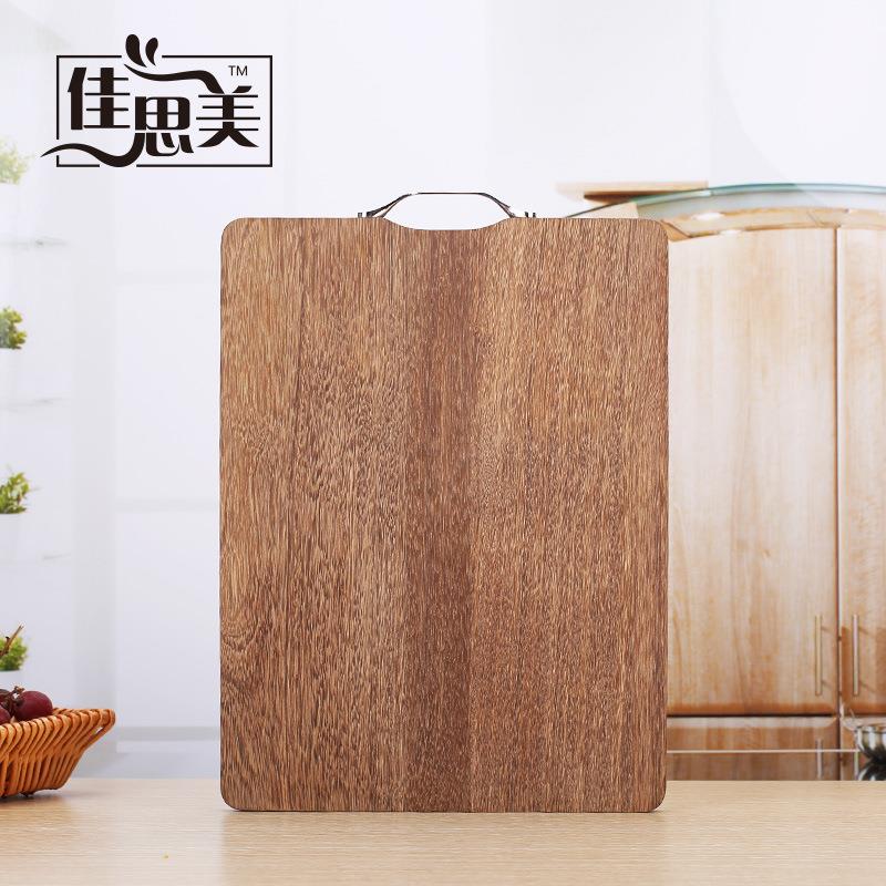 齐泉切菜板厨房餐具鸡翅木菜板 不锈钢把砧板 双面实木案板