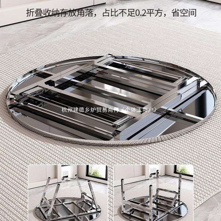 不锈钢桌子特厚可折叠圆桌摆摊烧烤吃饭家用大排挡不锈钢桌子圆形