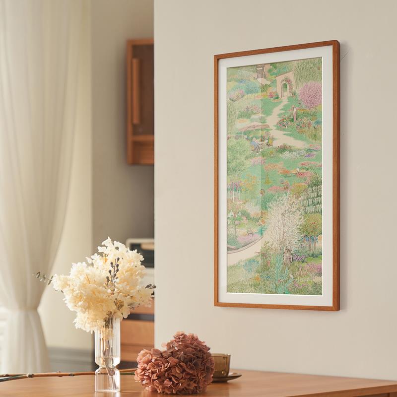 崔彤作品 花园 玄关装饰画走廊过道原木风日式清新水墨儿童房挂画