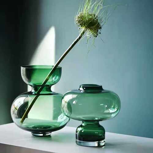 吕林霞葫芦花瓶插花摆件设计新品玻璃花瓶大气简约花盆收口小蛮腰