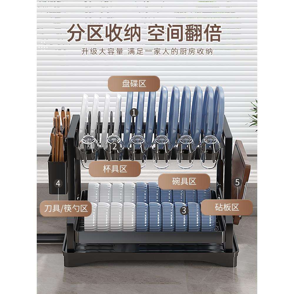 碗架厨房置物架碗碟收纳架沥水碗盘架家用多功能放碗筷收纳盒碗柜