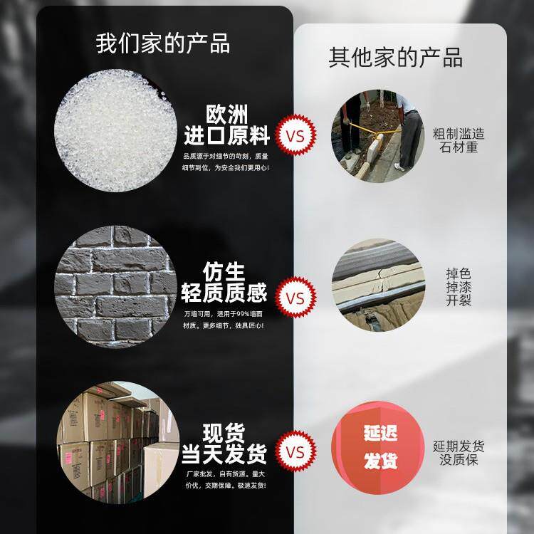 PU文化石外墙砖装饰板红砖墙砖贴片仿石材饰面板PU板老砖头仿古砖图片