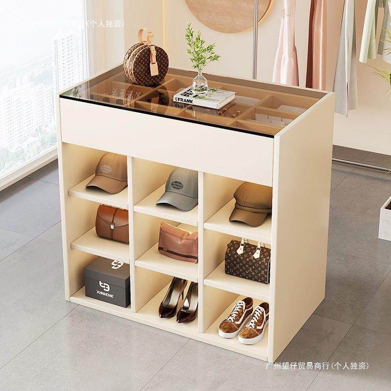 服装店展示台珠宝首饰中岛流水展示柜小型店铺钢化玻璃多层陈列桌