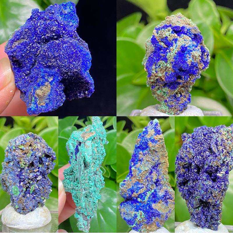 天然蓝铜矿原石孔雀石共生原矿矿物晶体
