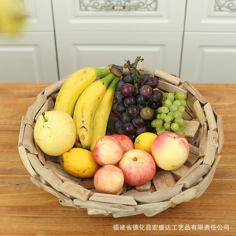 漂流木 手工木质水果盘收纳盒糖果盘软装设计装修公司装饰品