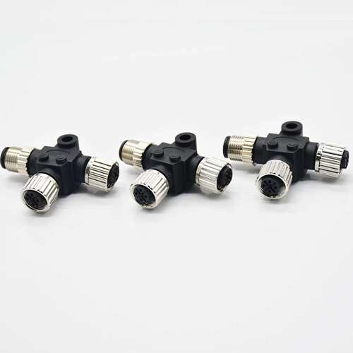 M12一母转一公一母三通转接头 轮船专用航空插头连接器 Y型连接器