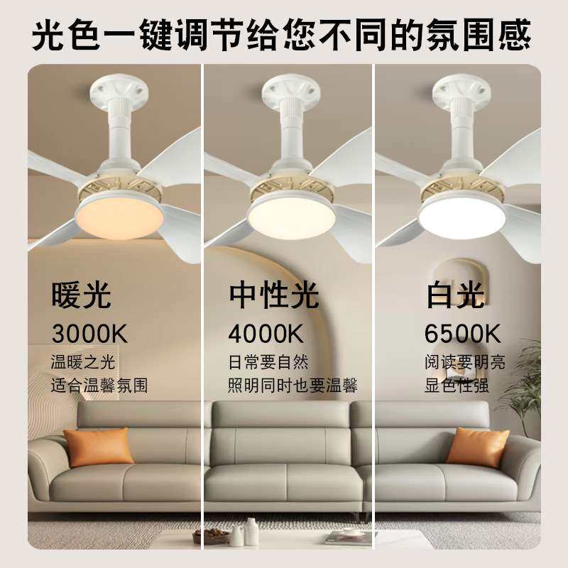 隐形风扇灯2025年新款卧室客厅吊灯静音大风吊扇现代护眼吸顶灯
