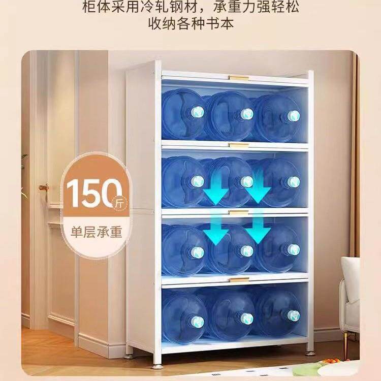 家用书柜落地多层收纳柜防尘置物架铁艺钢制书架可移动收纳储物柜