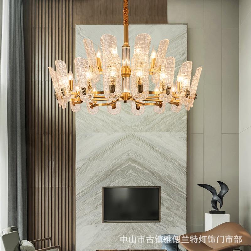 轻奢全铜客厅吊灯现代简约卧室餐厅个性灯具高档大气美式别墅铜灯