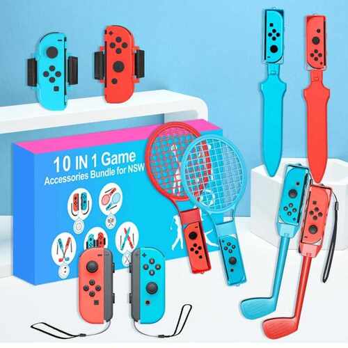 switch运动sports配件体感运动全套 10合1握把腕带绑带光剑网球拍