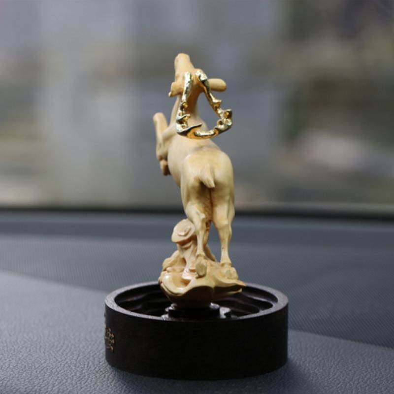 乐清黄杨木雕飞鹿动物扩香器工艺品精品客厅车载一路顺风装饰摆件