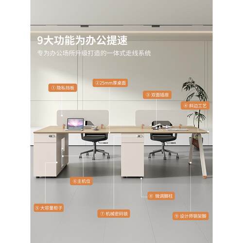 职员办公桌椅组合简约现代办公室六四人位办公桌员工位屏风财务桌