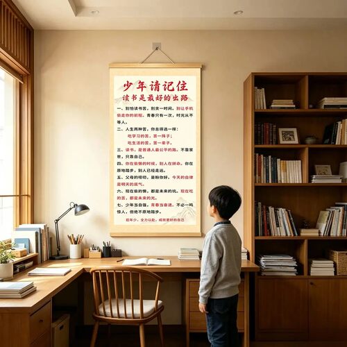 【读书是zui好的出路】新中式家训挂画客厅书房儿童房教育挂画K