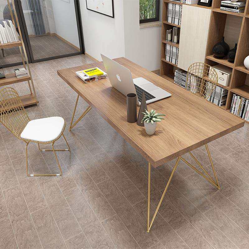 美式工业风实木办公桌现代简约家用简易书桌学生写字桌台式电脑桌