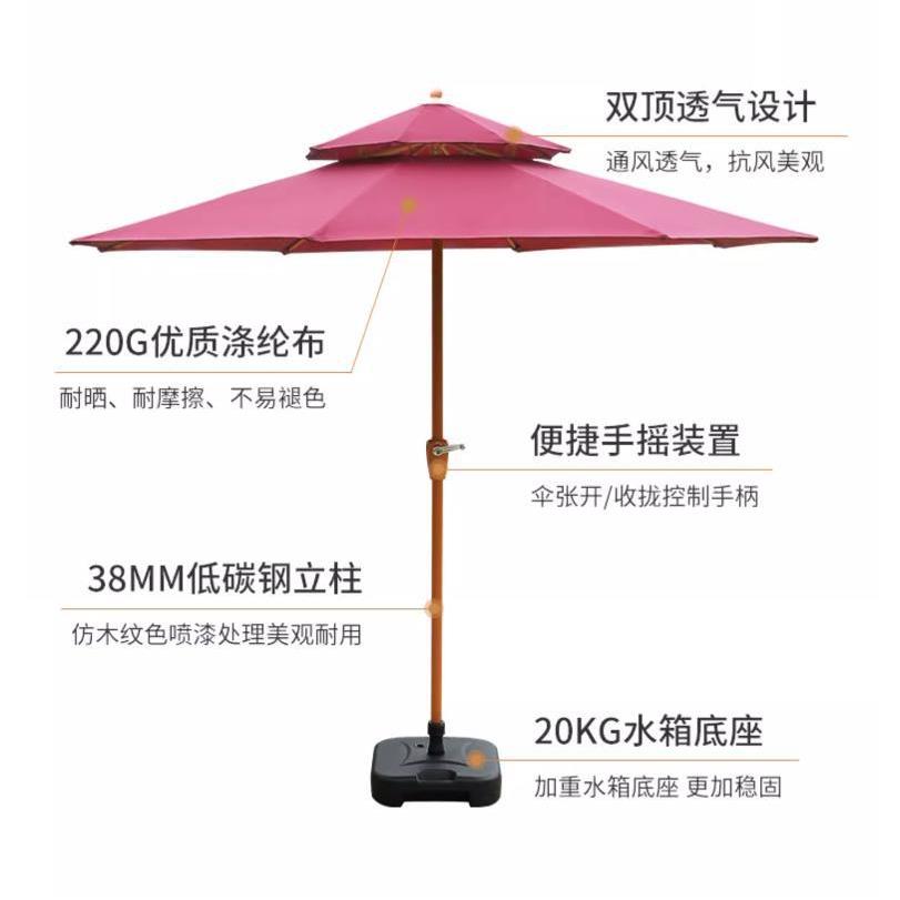 户外圆形中柱伞别墅花园庭院可旋转遮阳伞室外露天阳台太阳伞