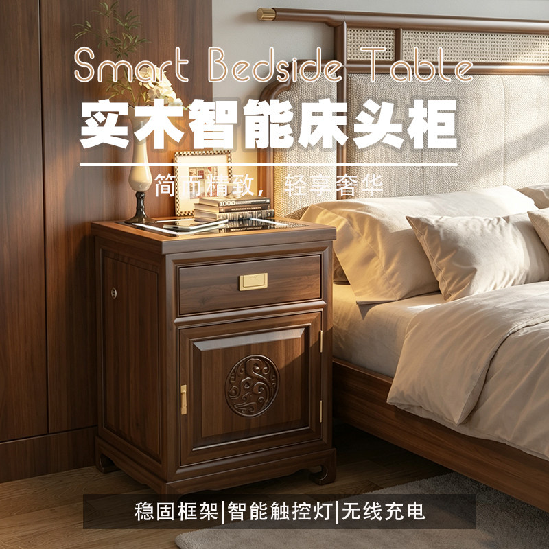 新中式家用保险柜床头柜保险箱指床头柜