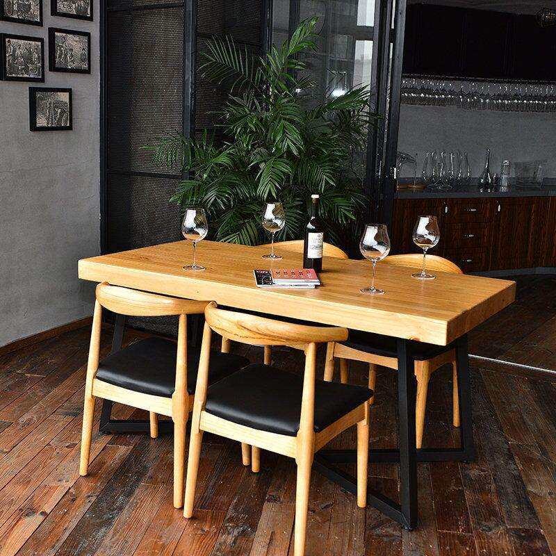 北欧实木铁艺餐桌 X型加固铁椅简约厨房餐桌椅组合居家吃饭桌子