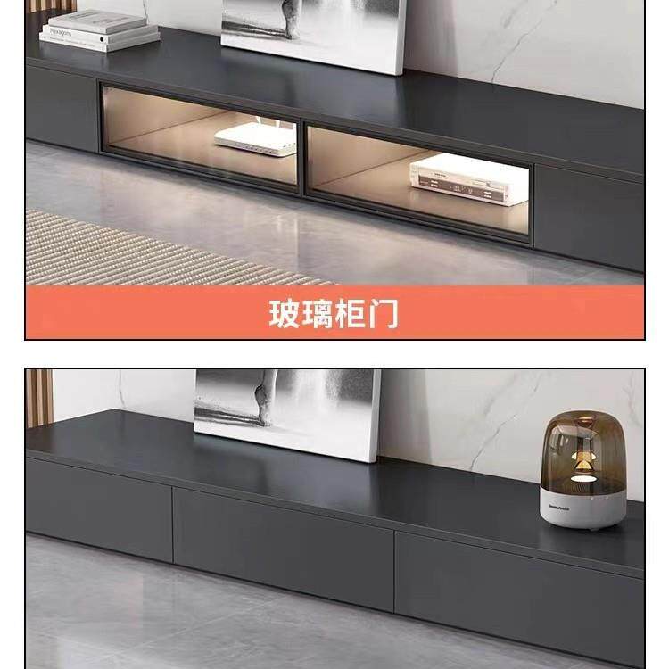 全实木地柜客厅简约电视柜茶几组合现代小户型北欧落地柜岩板台面