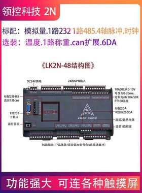 国产PLC工控板FX2N 领控LK2N-32MR 48MT-10AD6DA带温度4轴控制器