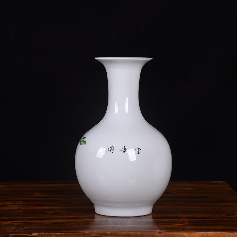 新款手绘牡丹陶瓷花瓶摆件景德镇花瓶摆件客厅家居装饰品现货