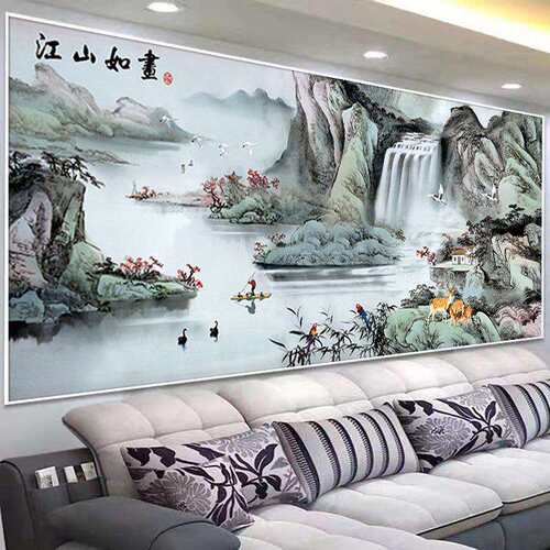 蒙娜丽莎十字绣2021新款客厅大幅江山如画山水画风景手工自己线绣