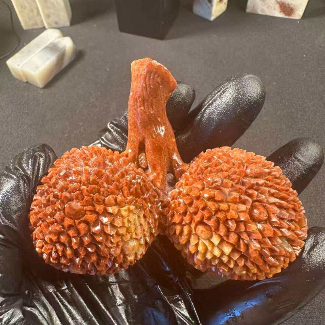 寿山石峨嵋石荔枝大吉大利摆件天然石雕雅玩工艺品茶宠