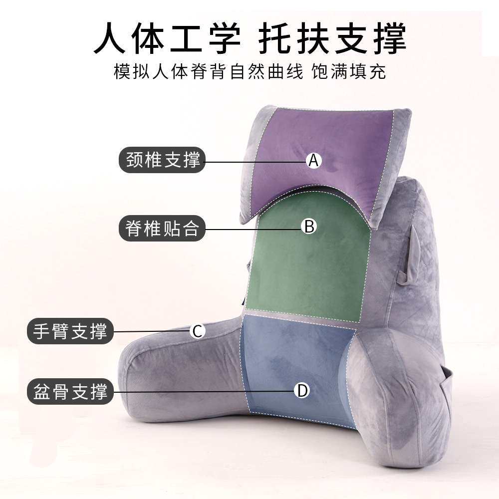 水晶绒大号阅读枕亲肤透气护腰喂奶侧睡枕床上沙发上靠枕