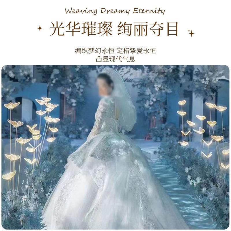 新款跨境结婚庆道具亚克力发光蝴蝶舞台装饰t台路引舞台布置摆件