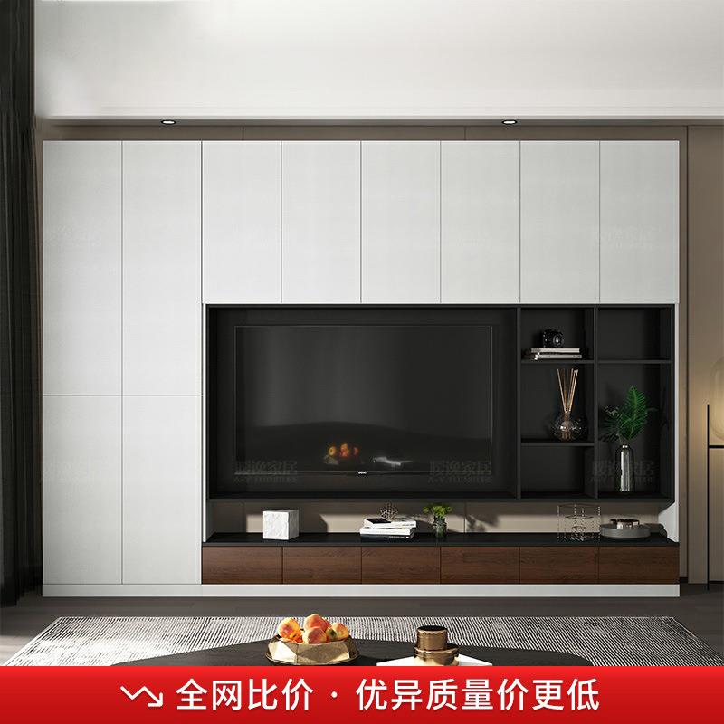 新款电视柜组合墙柜现代简约客厅一体 地柜轻奢背景柜整体柜