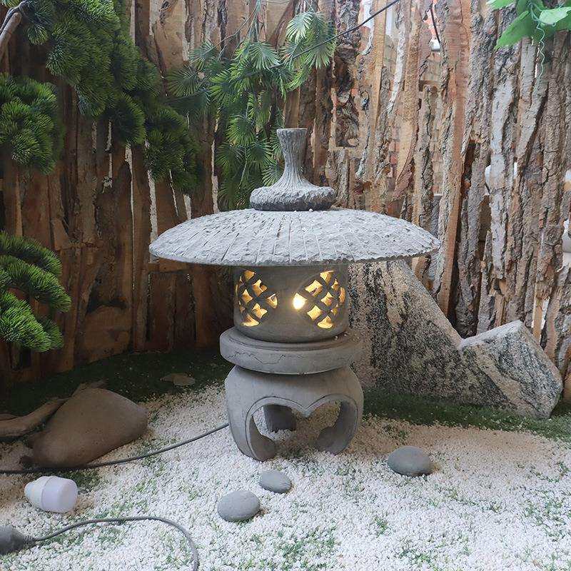 石灯笼日式庭院灯石头宫灯别墅花园枯山水景观草坪灯室内造景摆件