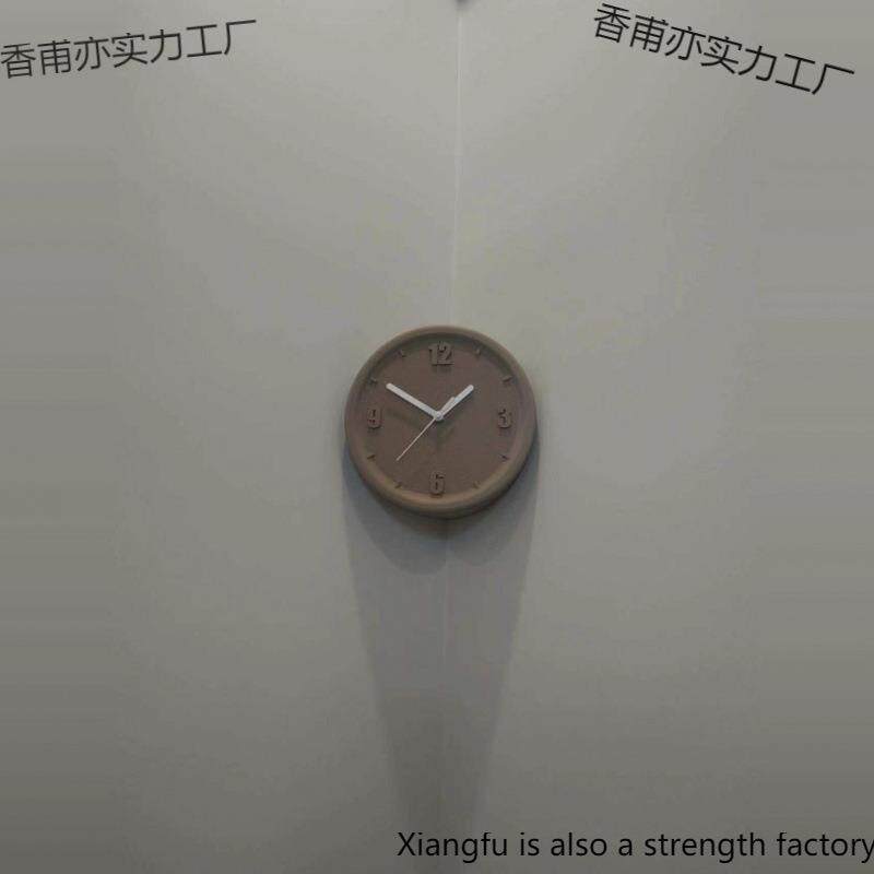 科技装饰纯色墙角简约现代打孔免艺术数字遮孔挂钟静音钟角