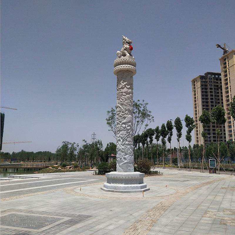 园林景观石雕龙柱景区大门雕刻盘龙柱花岗岩石雕龙柱青石龙柱
