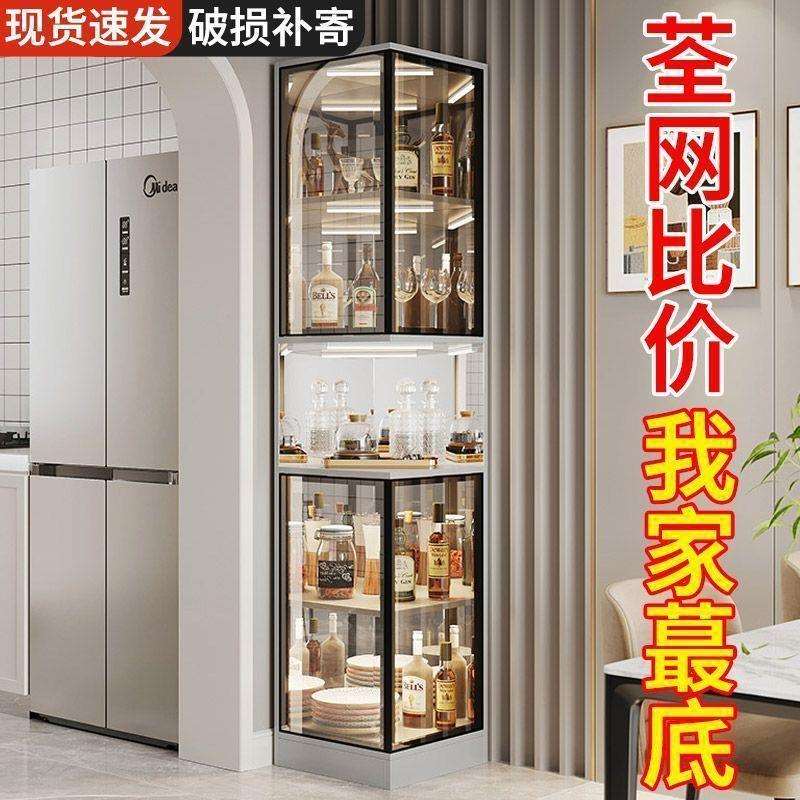 中古风酒柜展示柜带玻璃门客厅靠墙置物架电视柜侧边柜实木装饰柜