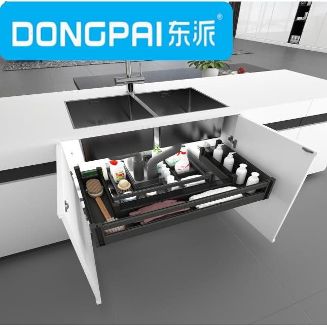 东派水槽底收纳篮大三四边通用橱柜厨柜厨房水槽拉篮U型水槽专用
