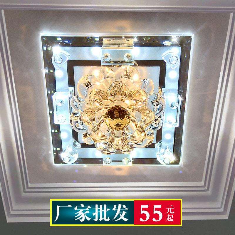 过道灯 走廊灯led射灯现简约水晶灯天花灯嵌入式筒灯方形入户灯