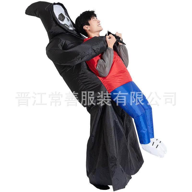 跨境成人款黑鬼抱人充气服装万圣节充气服饰逼真表演服饰