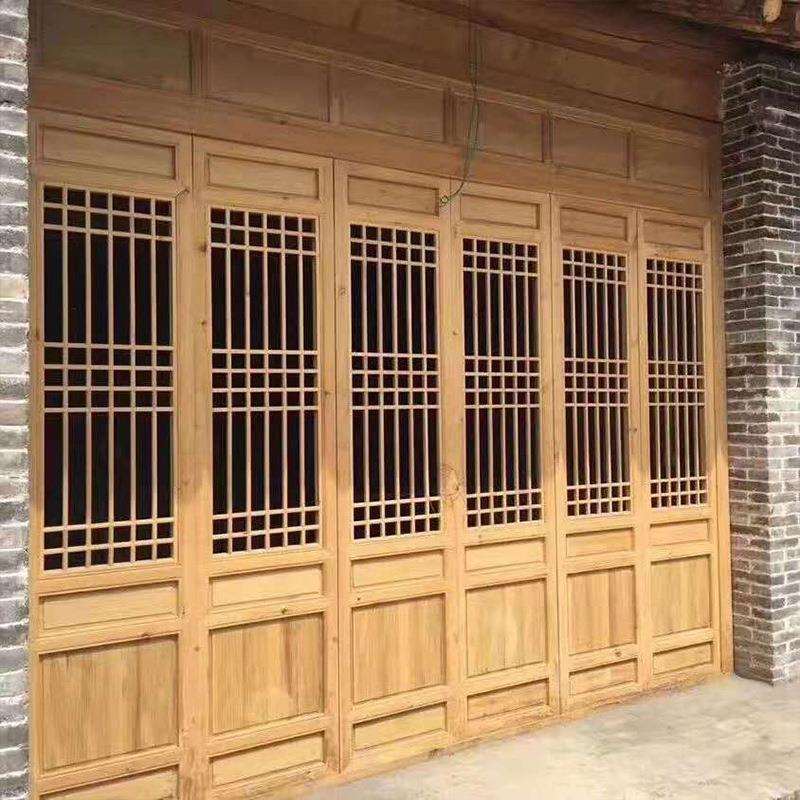 仿古双开木质门窗酒楼中式屏风复古窗户雕花格木门窗实木隔断外窗
