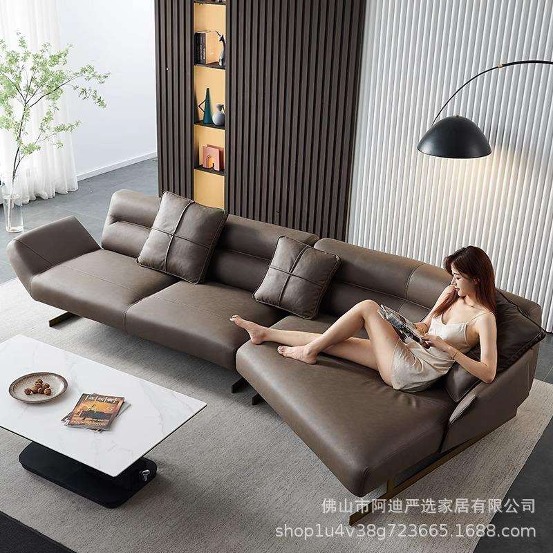 意式极简免洗科技布艺沙发客厅现代轻奢简约设计师高端弧异形皮艺
