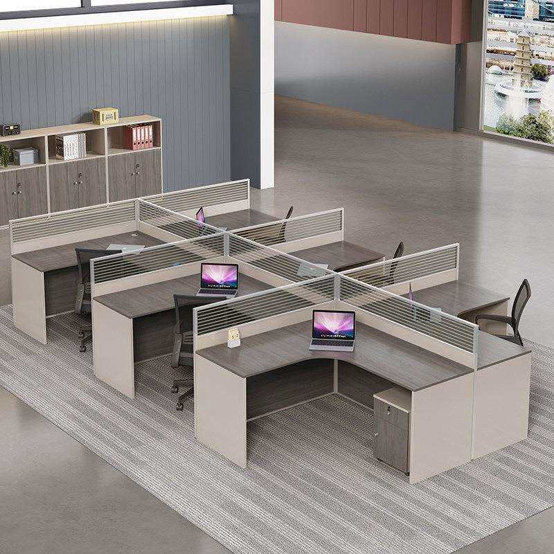 厂家直销办公桌简约现代职员桌四人位电脑桌椅组合2/4/6人屏风桌