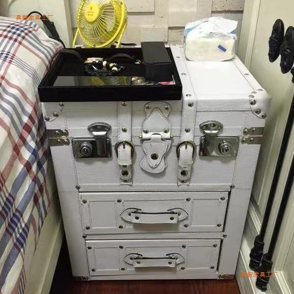 美式乡村复古床头柜北欧客厅边几沙发储物收纳柜子床边柜现代家具