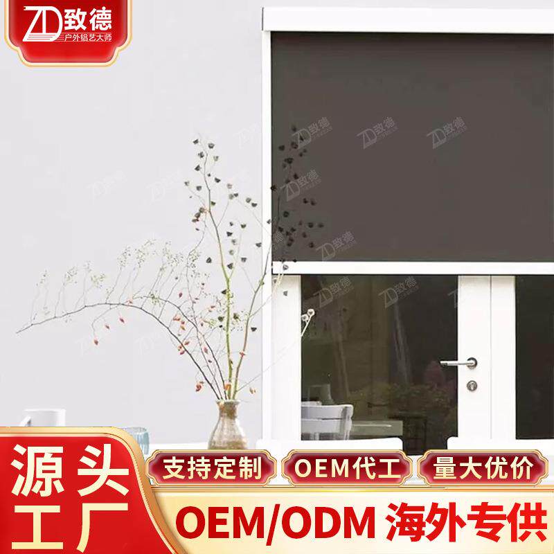 电动卷帘珠海落地窗智能西晒工厂飘窗店铺防尘防蚊纱窗沙窗帘进口