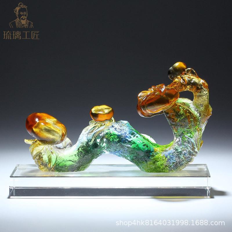 手工制作万事事如意柿子琉璃摆件轻奢高档水晶工艺品客厅家用装饰