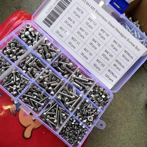 500PCS 304不锈钢M3M4M5不锈钢内六角配套螺母盒装 外贸配套代装