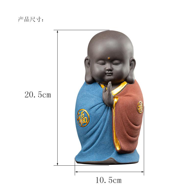 新款禅意小和尚 中式办公室书柜摆件 陶瓷书架装饰品摆设品