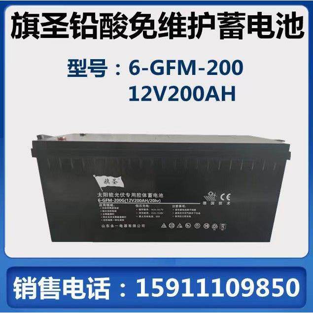 旗圣蓄电池6-GFM-200 12V200AH太阳能光伏发电路灯储能胶体电池