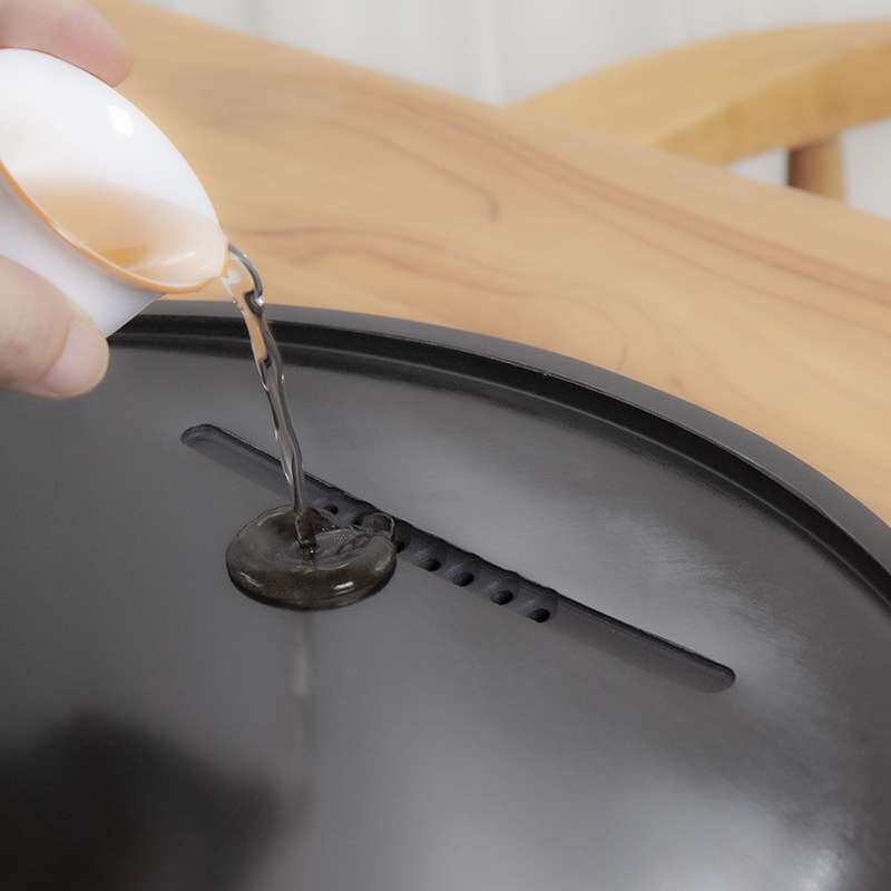 精致小茶盘乌金石圆形排水式干泡台客厅家用现代高端轻奢石头茶台
