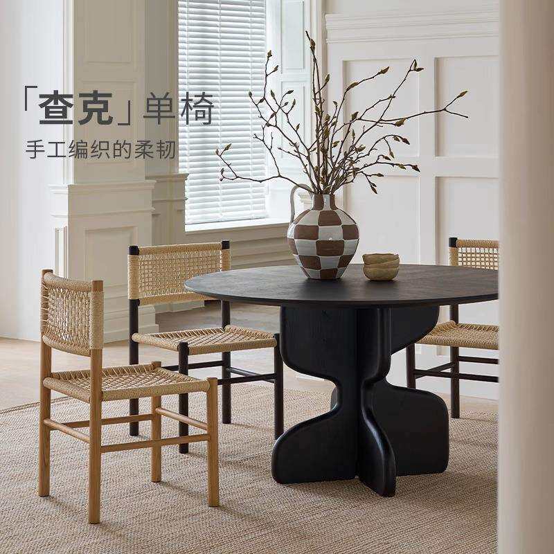 查克单椅白蜡木实木复古靠背餐椅家用中古咖啡厅设计师椅子